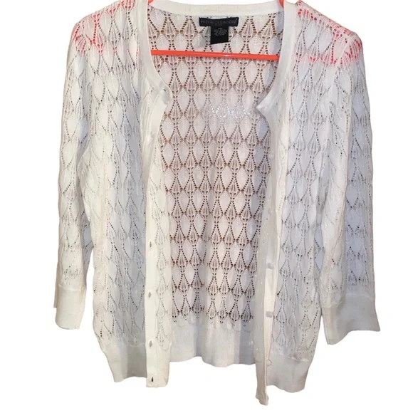 PRESWICK & MOORE Shear Button up sweater PURE WHITE. SZ PM NEW - Picture 1 of 5
